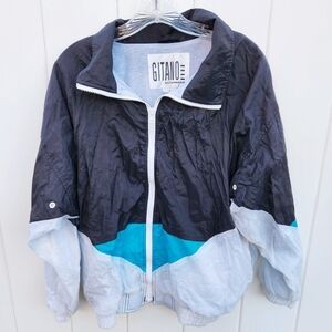 Gitano Outerwear Nylon Windbreaker Warm Up Jacket Color Block Size Small